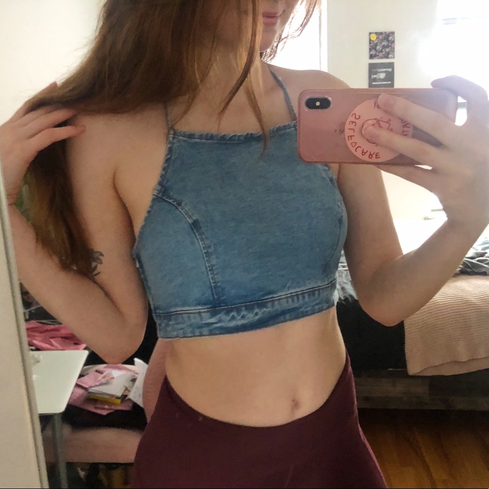 DENIM HALTER TOP